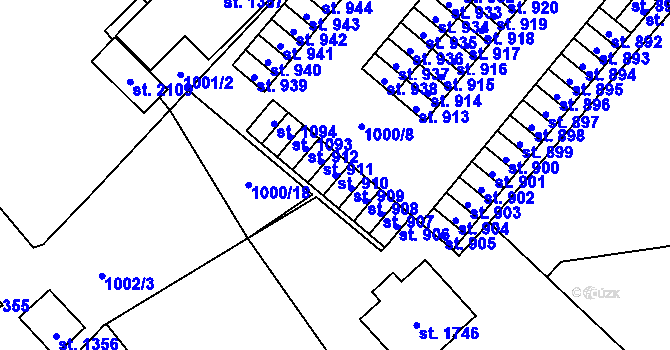 Parcela st. 910 v KÚ Kdyně, Katastrální mapa