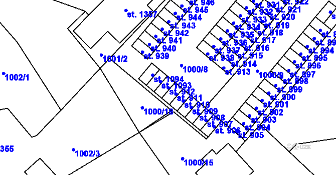 Parcela st. 912 v KÚ Kdyně, Katastrální mapa