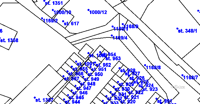 Parcela st. 954 v KÚ Kdyně, Katastrální mapa