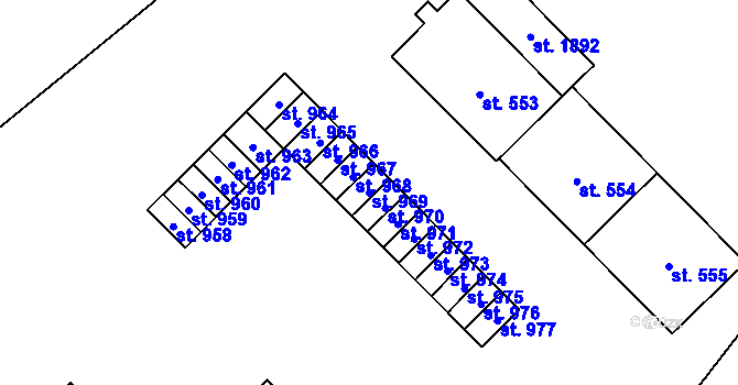 Parcela st. 969 v KÚ Kdyně, Katastrální mapa