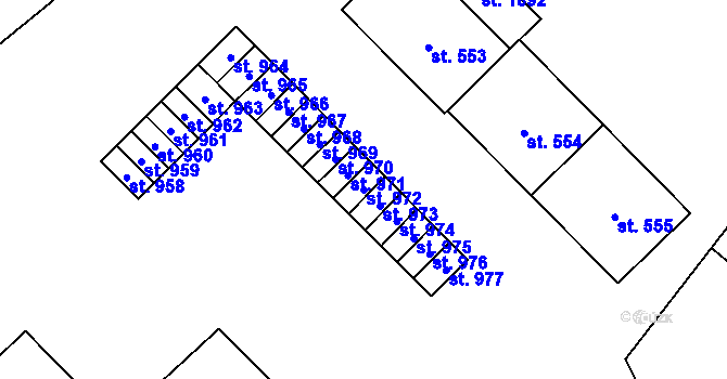 Parcela st. 972 v KÚ Kdyně, Katastrální mapa
