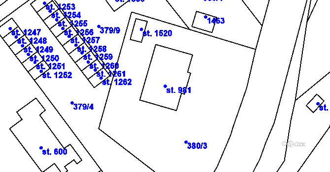Parcela st. 981 v KÚ Kdyně, Katastrální mapa