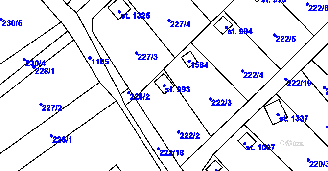 Parcela st. 993 v KÚ Kdyně, Katastrální mapa
