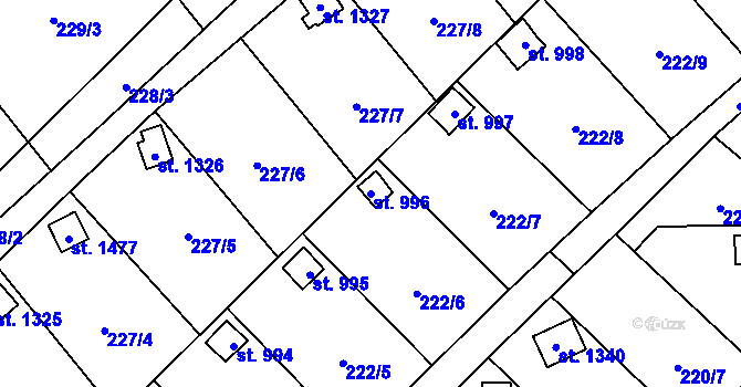 Parcela st. 996 v KÚ Kdyně, Katastrální mapa