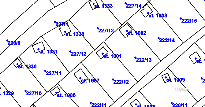 Parcela st. 1001 v KÚ Kdyně, Katastrální mapa