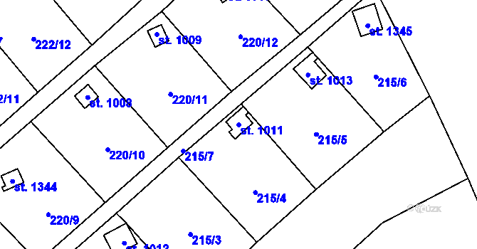 Parcela st. 1011 v KÚ Kdyně, Katastrální mapa