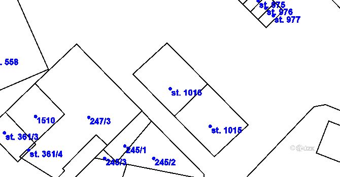 Parcela st. 1016 v KÚ Kdyně, Katastrální mapa
