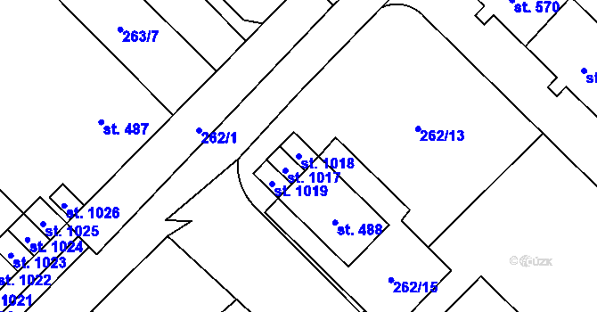 Parcela st. 1018 v KÚ Kdyně, Katastrální mapa