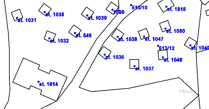 Parcela st. 1036 v KÚ Kdyně, Katastrální mapa