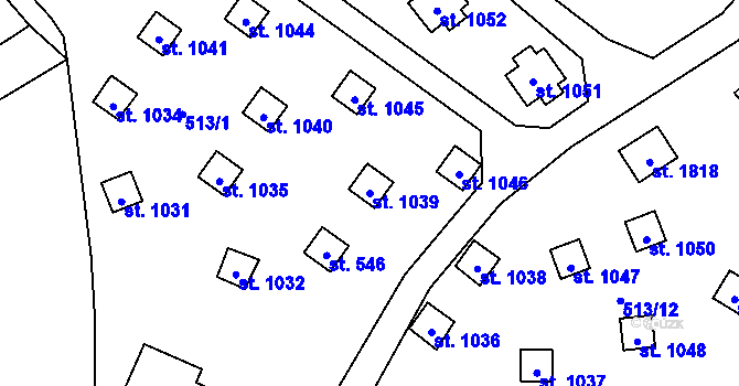 Parcela st. 1039 v KÚ Kdyně, Katastrální mapa