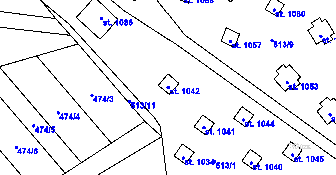 Parcela st. 1042 v KÚ Kdyně, Katastrální mapa