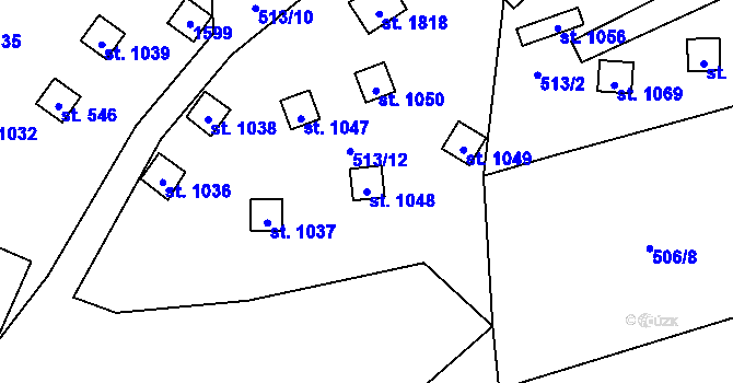 Parcela st. 1048 v KÚ Kdyně, Katastrální mapa
