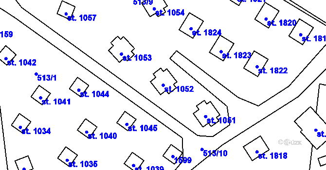 Parcela st. 1052 v KÚ Kdyně, Katastrální mapa
