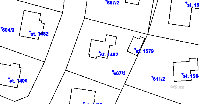 Parcela st. 1402 v KÚ Kdyně, Katastrální mapa