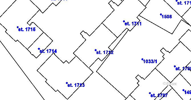 Parcela st. 1712 v KÚ Kdyně, Katastrální mapa