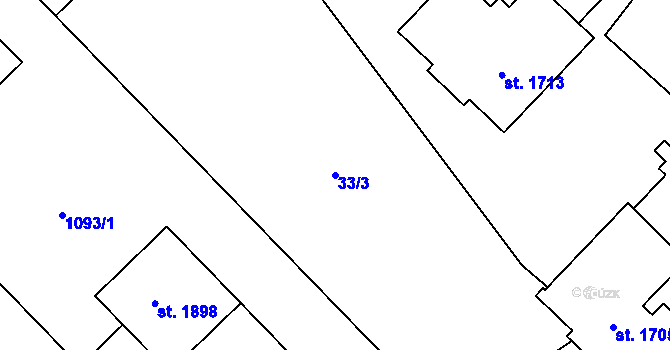 Parcela st. 33/3 v KÚ Kdyně, Katastrální mapa
