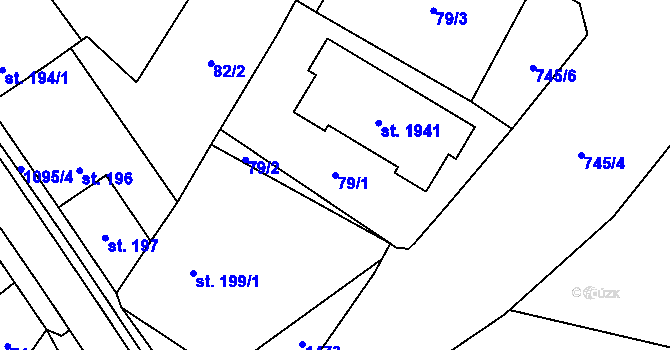 Parcela st. 79/1 v KÚ Kdyně, Katastrální mapa