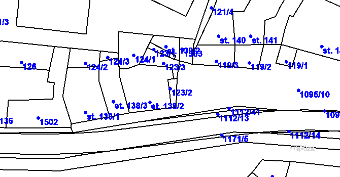 Parcela st. 123/2 v KÚ Kdyně, Katastrální mapa