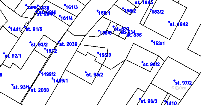 Parcela st. 155/4 v KÚ Kdyně, Katastrální mapa