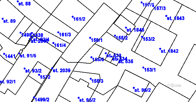 Parcela st. 155/7 v KÚ Kdyně, Katastrální mapa
