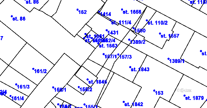 Parcela st. 157/1 v KÚ Kdyně, Katastrální mapa