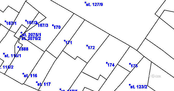 Parcela st. 172 v KÚ Kdyně, Katastrální mapa