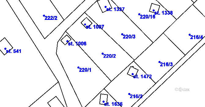 Parcela st. 220/2 v KÚ Kdyně, Katastrální mapa
