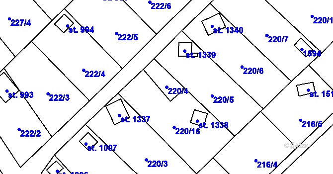 Parcela st. 220/4 v KÚ Kdyně, Katastrální mapa