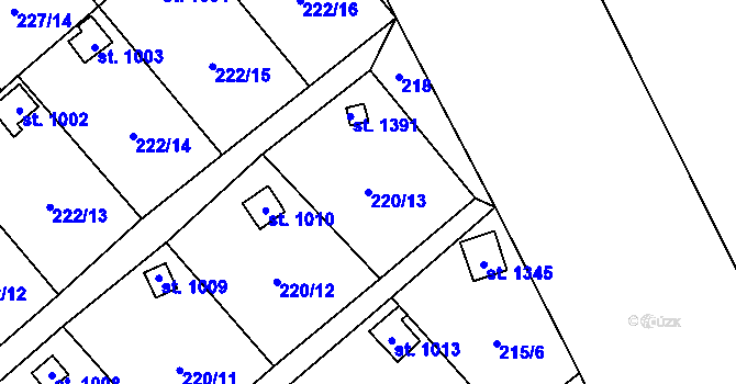 Parcela st. 220/13 v KÚ Kdyně, Katastrální mapa