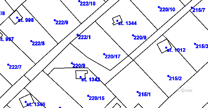 Parcela st. 220/17 v KÚ Kdyně, Katastrální mapa