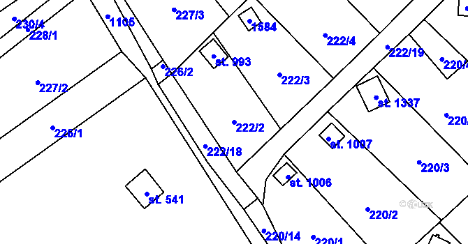 Parcela st. 222/2 v KÚ Kdyně, Katastrální mapa