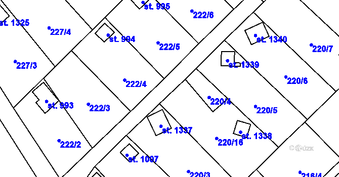 Parcela st. 222/19 v KÚ Kdyně, Katastrální mapa