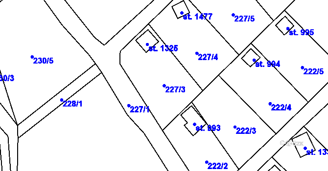 Parcela st. 227/3 v KÚ Kdyně, Katastrální mapa