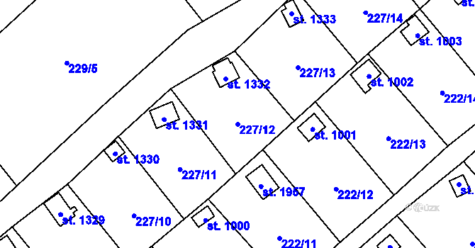 Parcela st. 227/12 v KÚ Kdyně, Katastrální mapa