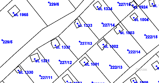 Parcela st. 227/13 v KÚ Kdyně, Katastrální mapa