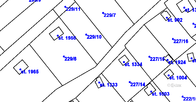 Parcela st. 228/10 v KÚ Kdyně, Katastrální mapa