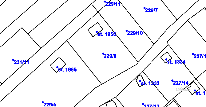 Parcela st. 229/6 v KÚ Kdyně, Katastrální mapa