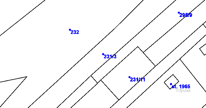 Parcela st. 231/3 v KÚ Kdyně, Katastrální mapa