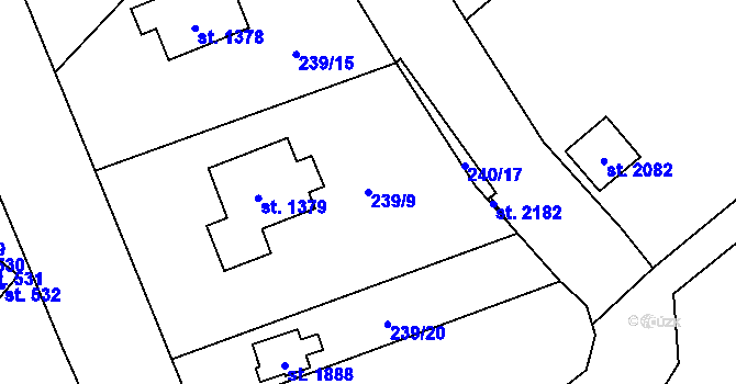 Parcela st. 239/9 v KÚ Kdyně, Katastrální mapa