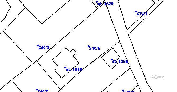 Parcela st. 240/6 v KÚ Kdyně, Katastrální mapa