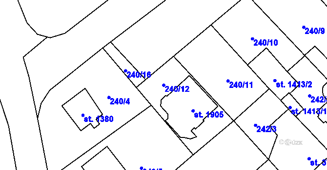 Parcela st. 240/12 v KÚ Kdyně, Katastrální mapa
