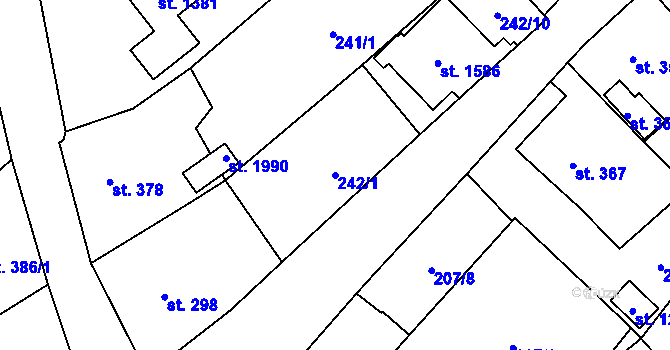 Parcela st. 242/1 v KÚ Kdyně, Katastrální mapa