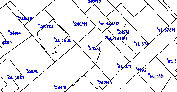 Parcela st. 242/3 v KÚ Kdyně, Katastrální mapa