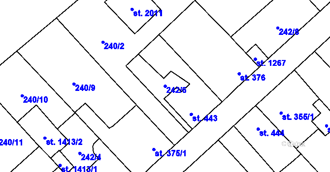 Parcela st. 242/6 v KÚ Kdyně, Katastrální mapa