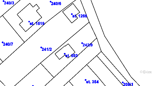 Parcela st. 242/9 v KÚ Kdyně, Katastrální mapa