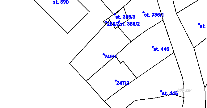 Parcela st. 249/1 v KÚ Kdyně, Katastrální mapa