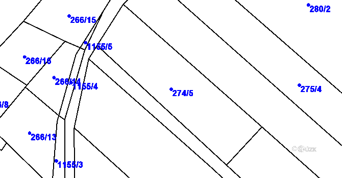 Parcela st. 274/5 v KÚ Kdyně, Katastrální mapa