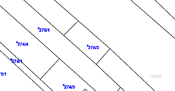 Parcela st. 275/3 v KÚ Kdyně, Katastrální mapa