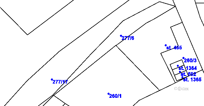 Parcela st. 277/5 v KÚ Kdyně, Katastrální mapa