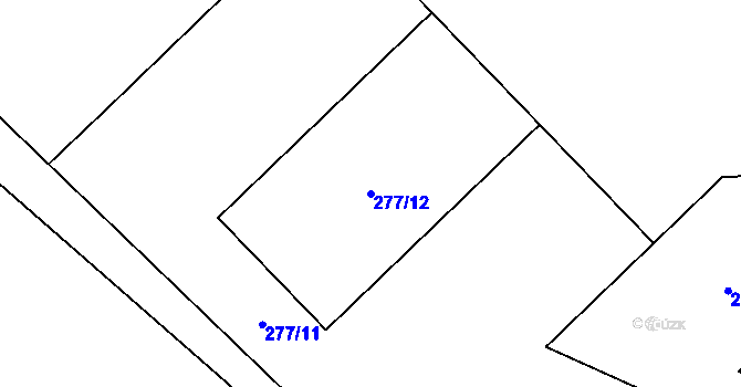Parcela st. 277/12 v KÚ Kdyně, Katastrální mapa